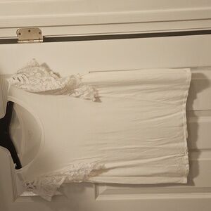 LOFT Ivory Lace Accent Blouse